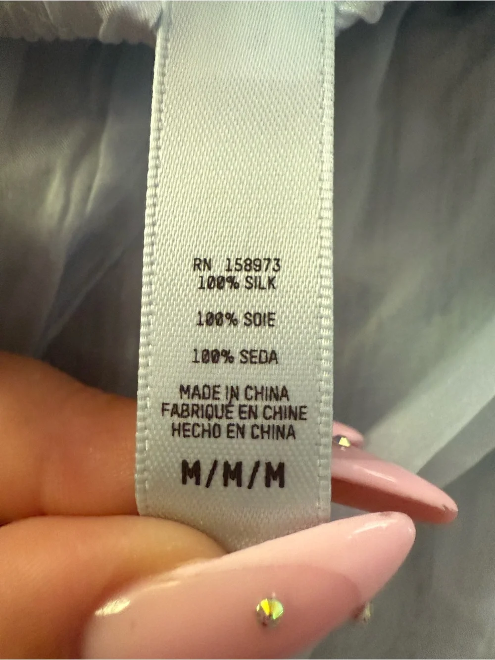 Skims Pale Blue Elastic Waistband Pants 100% silk